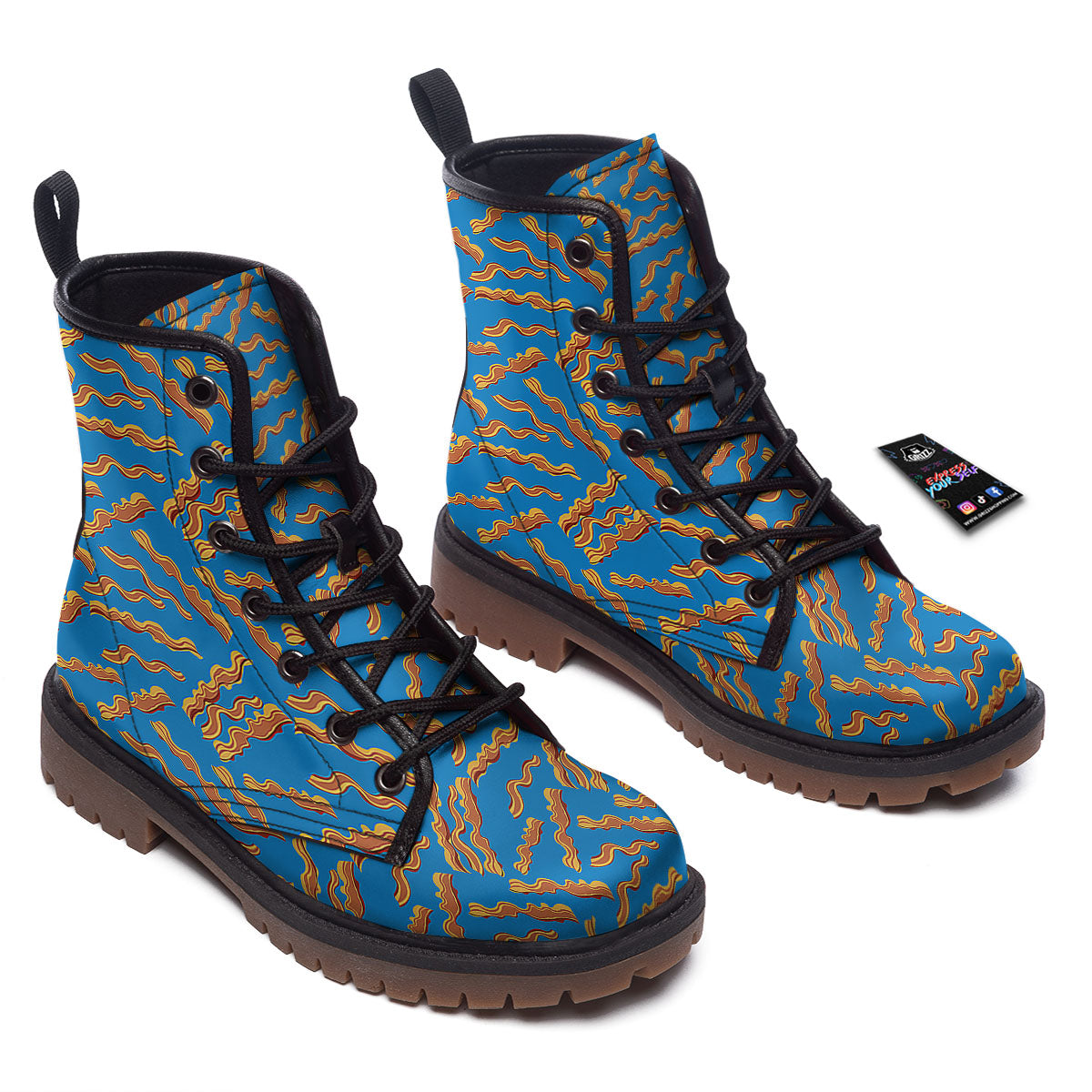 Bacon Blue Crispy Print Pattern Work Boots-grizzshop