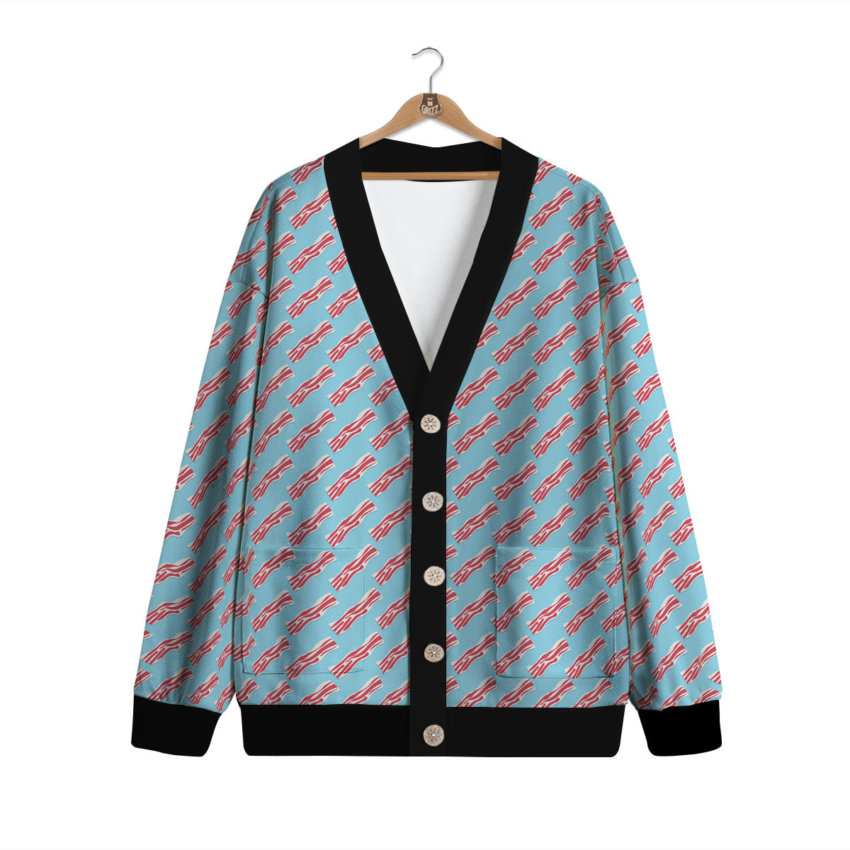 Bacon Blue Print Pattern Cardigan-grizzshop