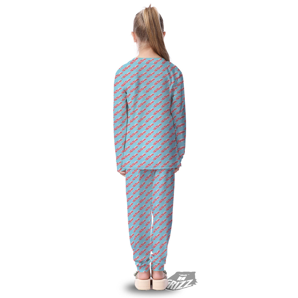Bacon Blue Print Pattern Kid's Pajamas-grizzshop