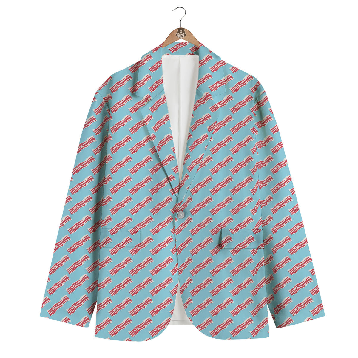 Bacon Blue Print Pattern Men's Blazer-grizzshop