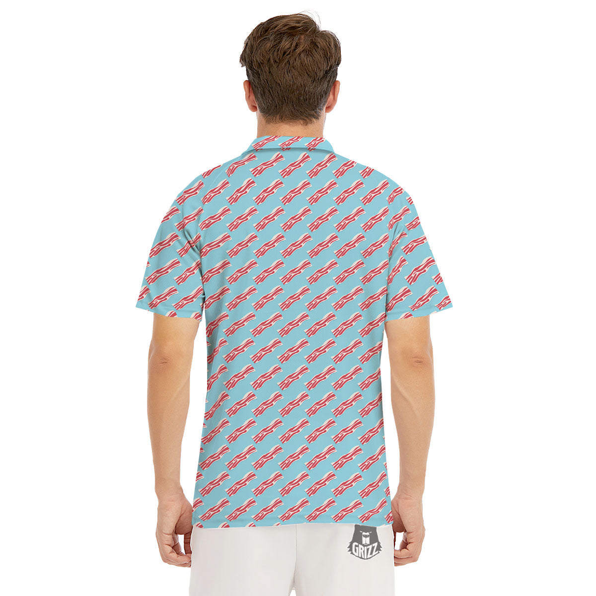 Bacon Blue Print Pattern Men's Golf Shirts-grizzshop