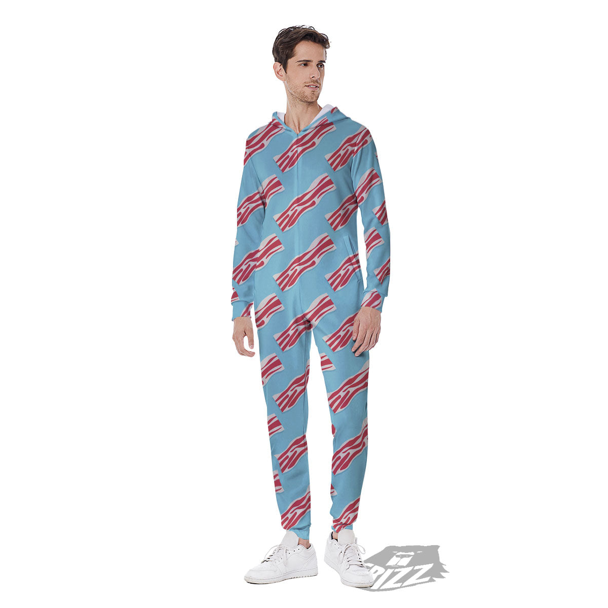 Bacon Blue Print Pattern Men's Jumpsuit-grizzshop