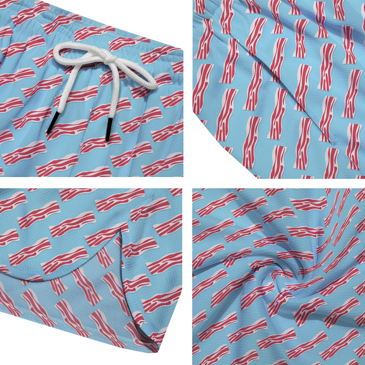 Bacon Blue Print Pattern Men's Running Shorts-grizzshop