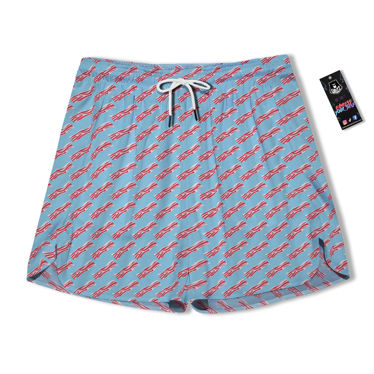 Bacon Blue Print Pattern Men's Running Shorts-grizzshop
