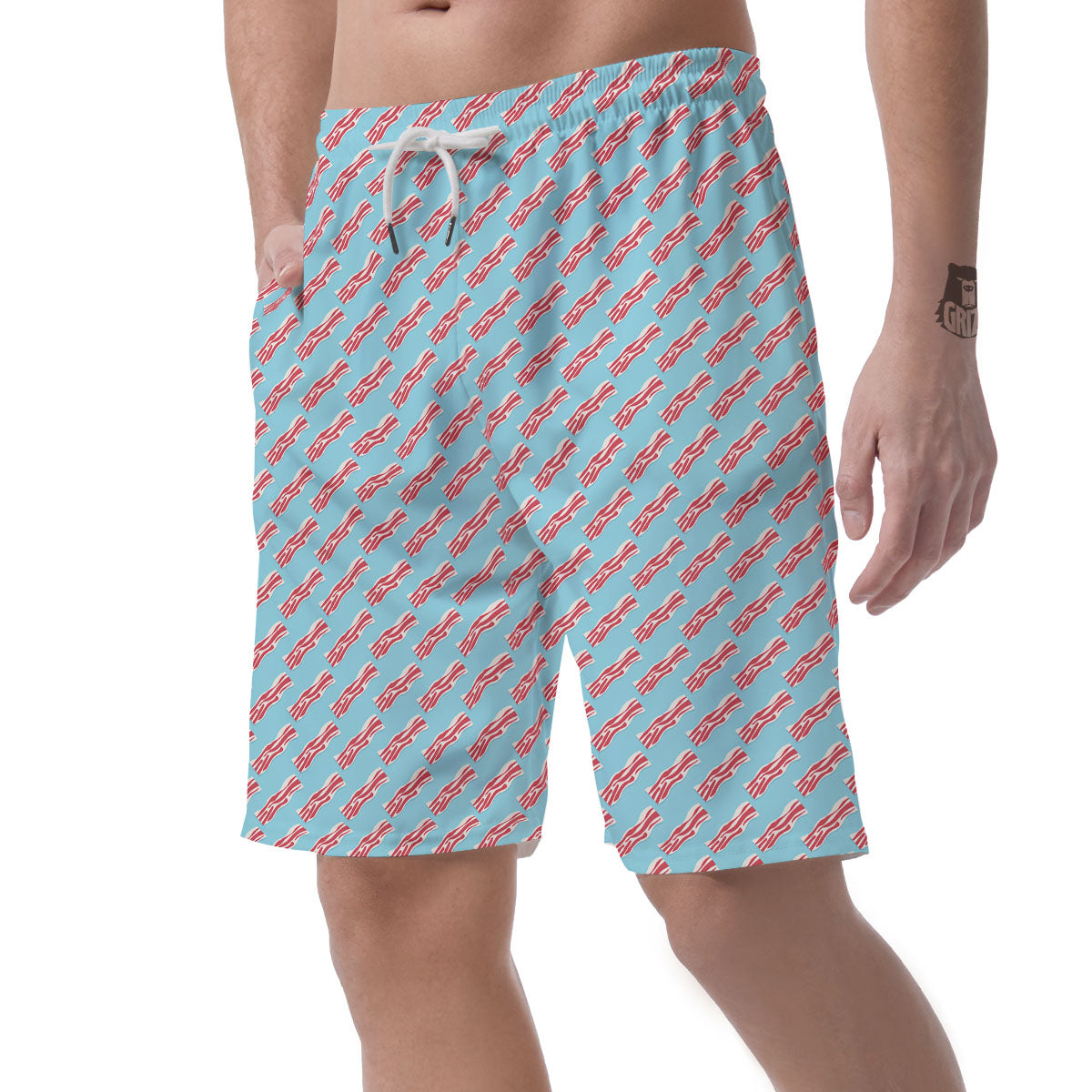 Bacon Blue Print Pattern Men's Shorts-grizzshop