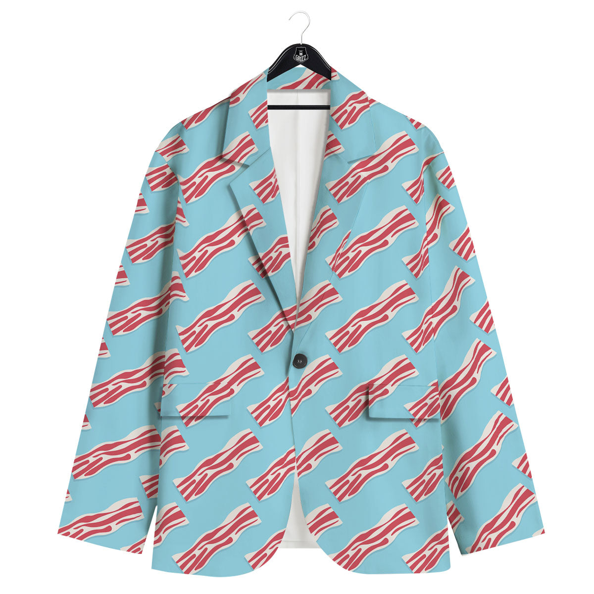 Bacon Blue Print Pattern Men's Sport Coat-grizzshop