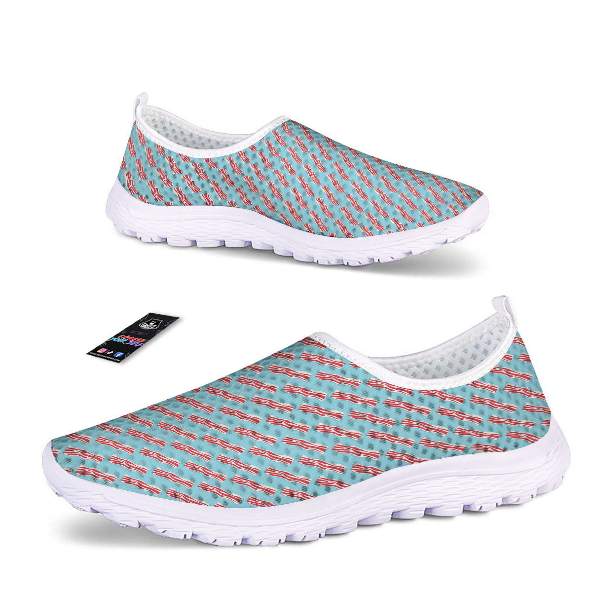 Bacon Blue Print Pattern Nurse Shoes-grizzshop