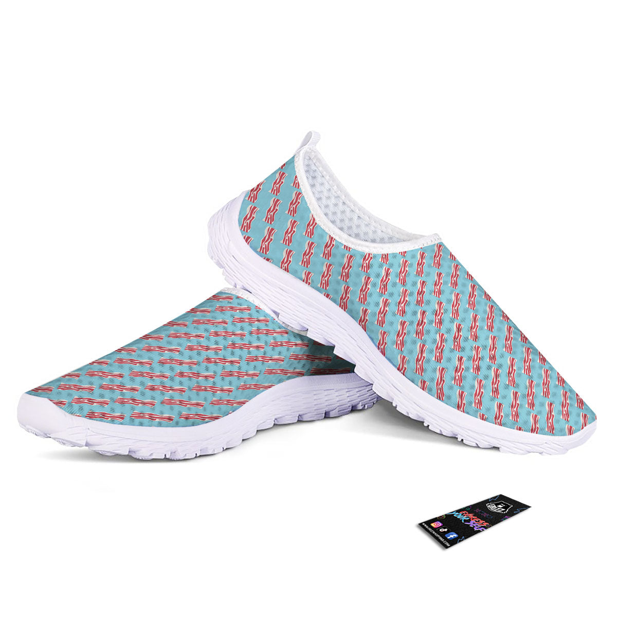 Bacon Blue Print Pattern Nurse Shoes-grizzshop