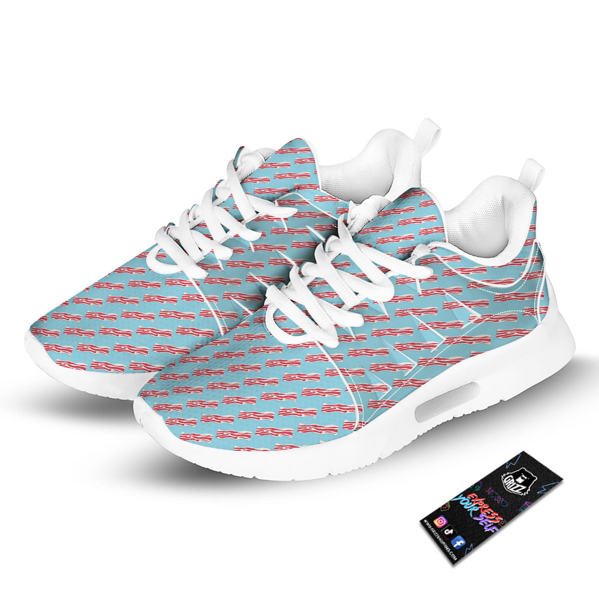 Bacon Blue Print Pattern Tennis Shoes-grizzshop