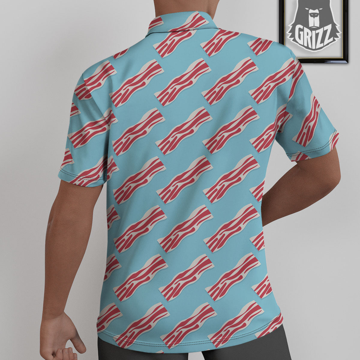 Bacon Blue Print Pattern Untucked Shirts-grizzshop