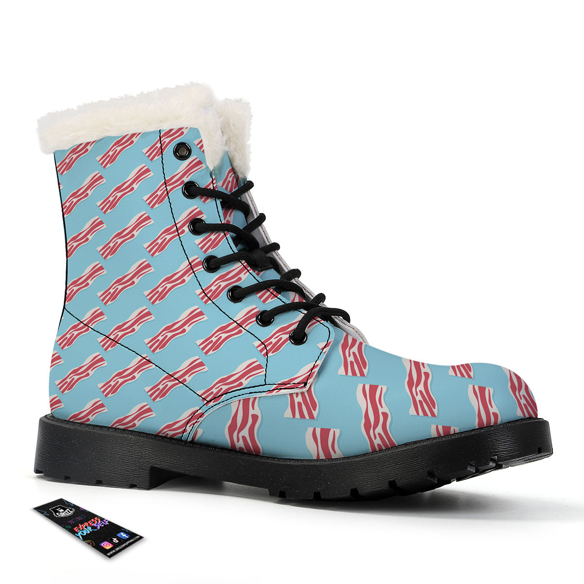 Bacon Blue Print Pattern Winter Boots-grizzshop