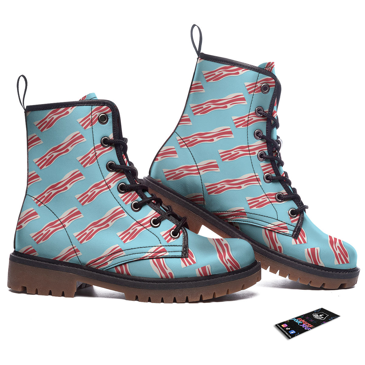 Bacon Blue Print Pattern Work Boots-grizzshop