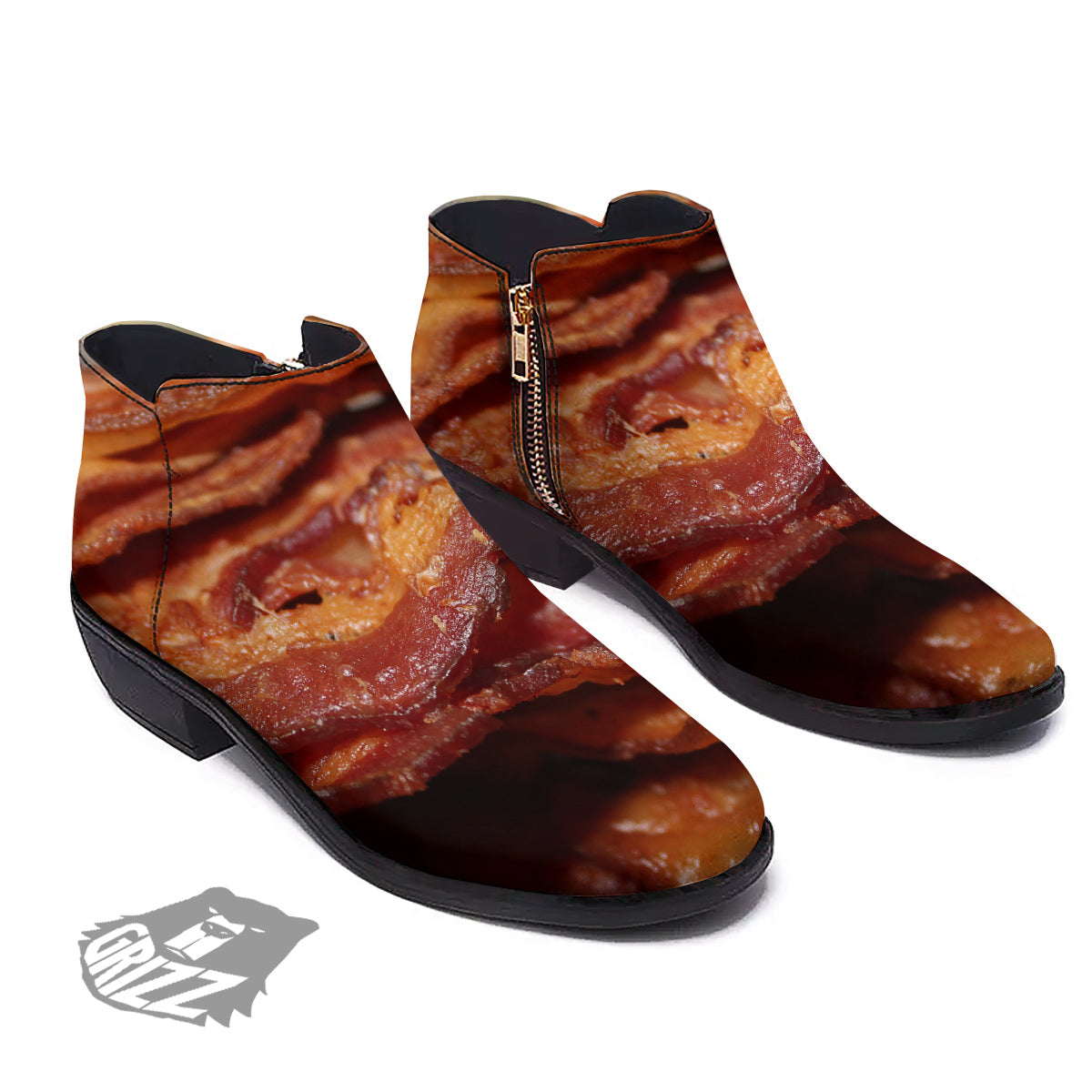 Bacon Crispy Print Ankle Boots-grizzshop