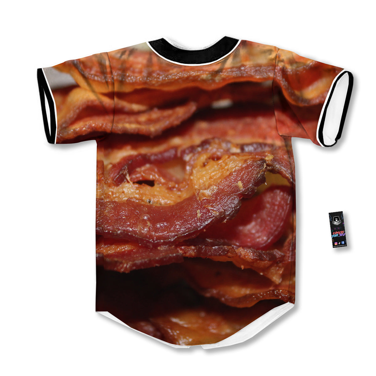 Bacon Crispy Print Baseball Jersey-grizzshop