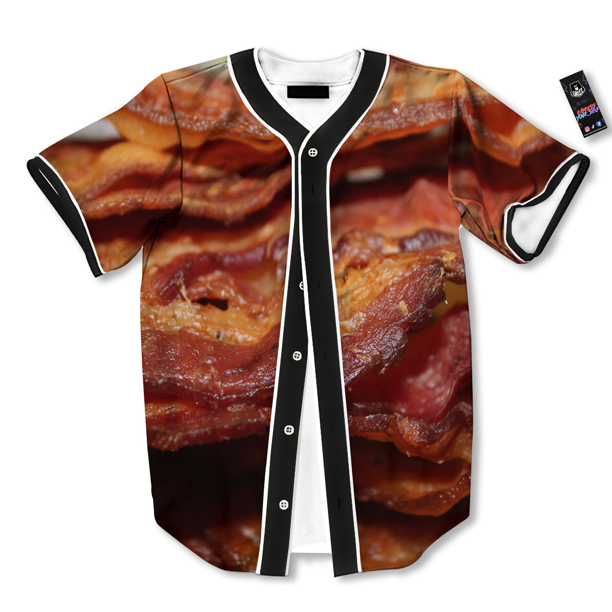 Bacon Crispy Print Baseball Jersey-grizzshop
