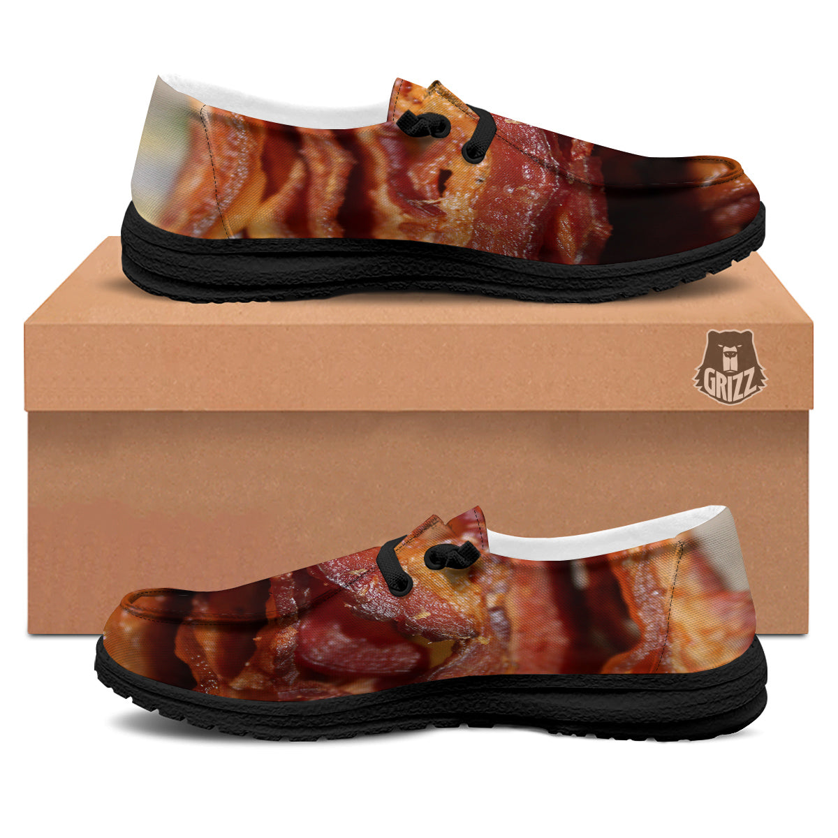 Bacon Crispy Print Black Loafers-grizzshop
