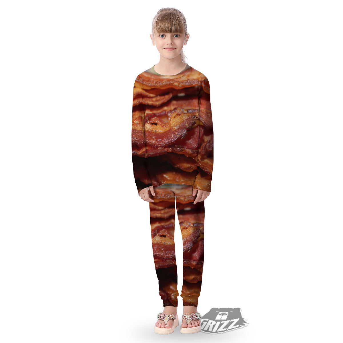 Bacon Crispy Print Kid's Pajamas-grizzshop