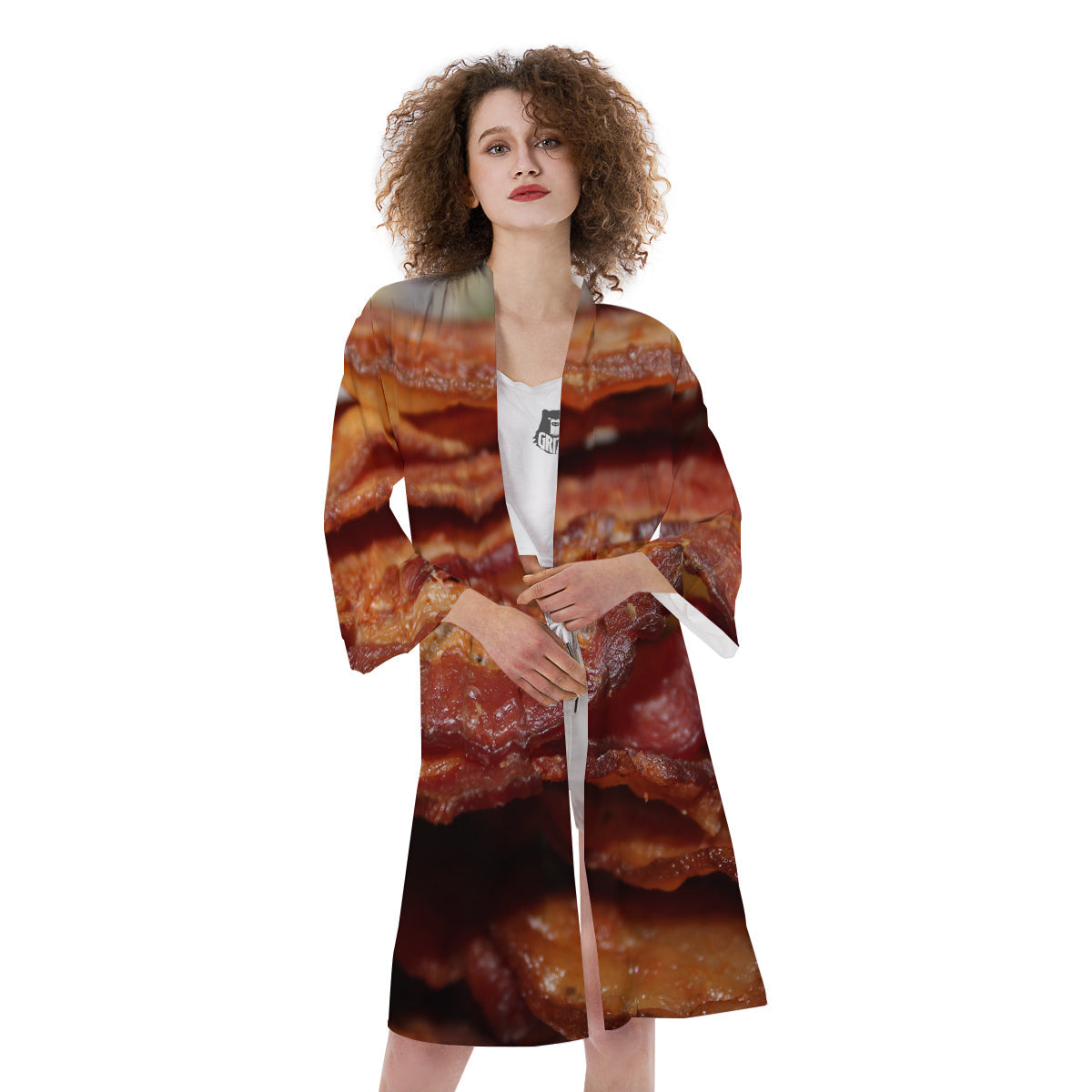 Bacon Crispy Print Kimono-grizzshop