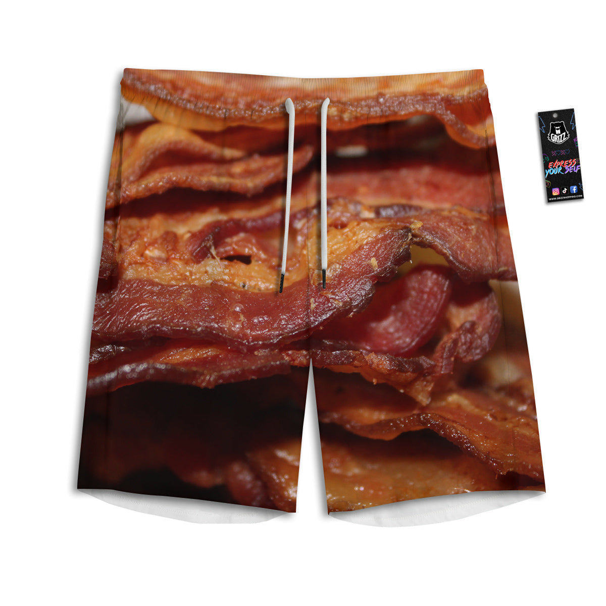 Bacon Crispy Print Men's Athletic Shorts