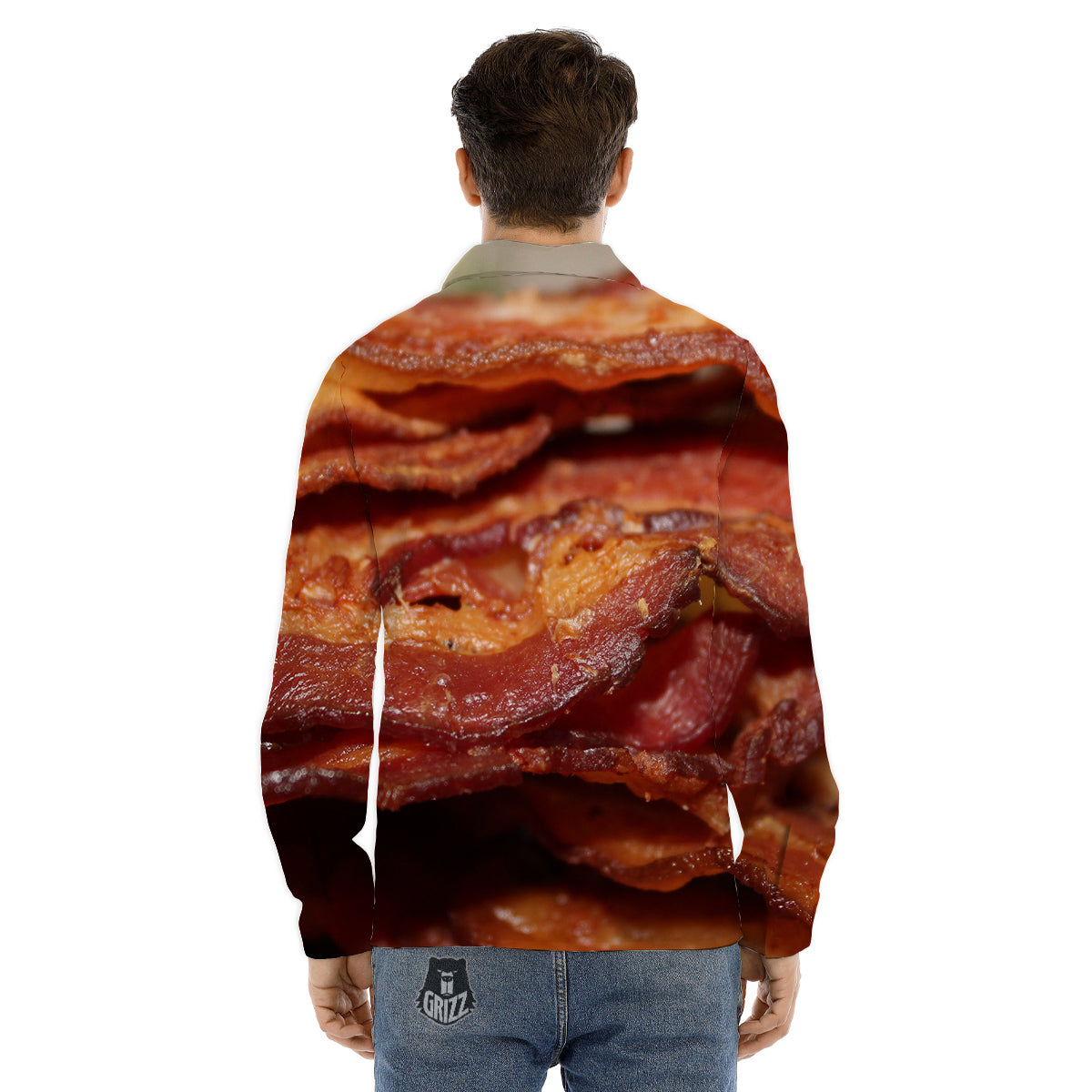 Bacon Crispy Print Men's Dress Shirts-grizzshop