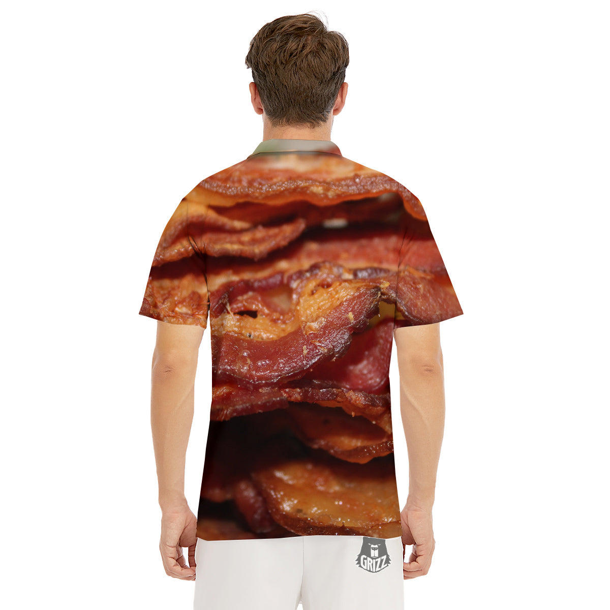 Bacon Crispy Print Men's Golf Shirts-grizzshop