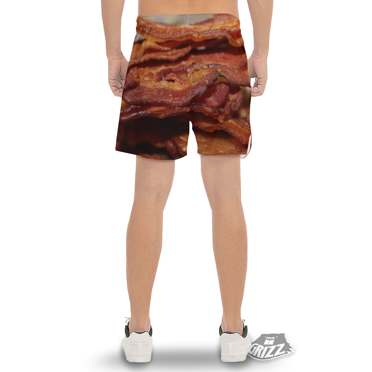Bacon Crispy Print Men's Gym Shorts-grizzshop