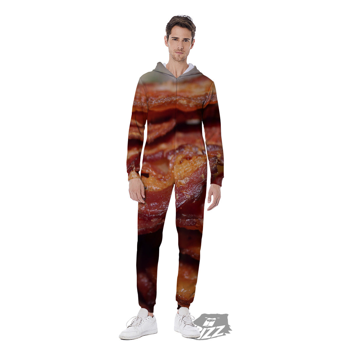 Bacon Crispy Print Men's Jumpsuit-grizzshop