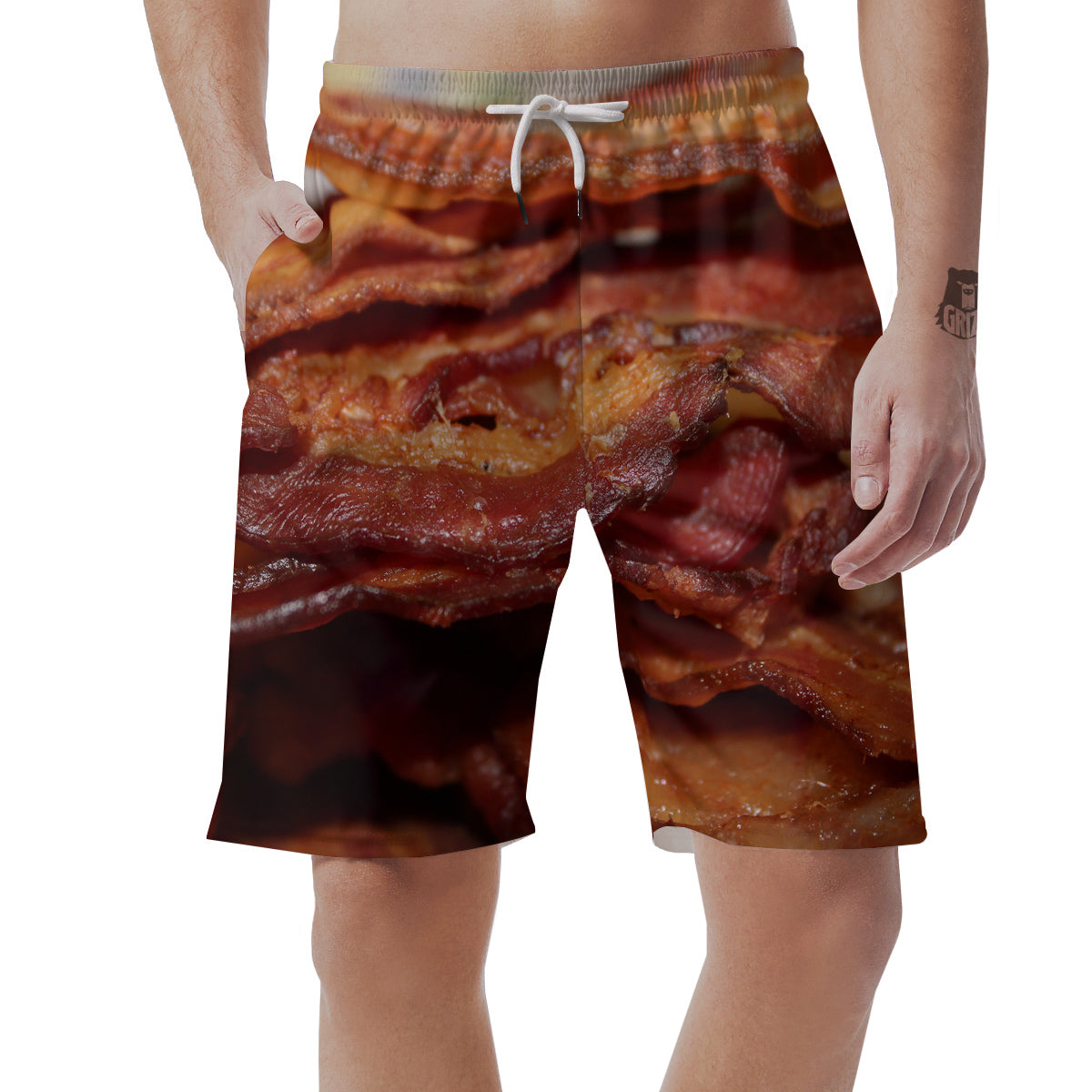 Bacon Crispy Print Men's Shorts-grizzshop