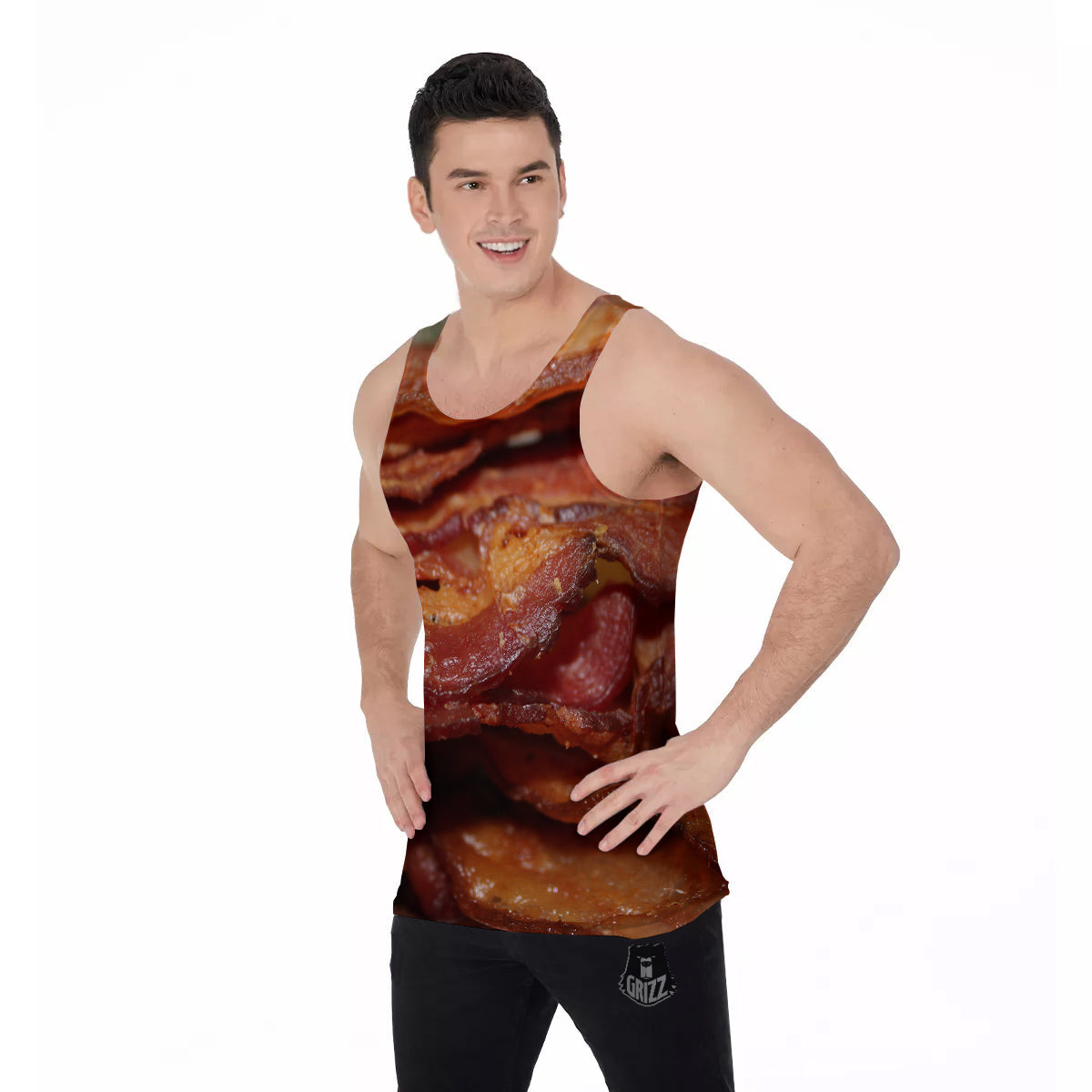 Bacon Crispy Print Men's Tank Top-grizzshop