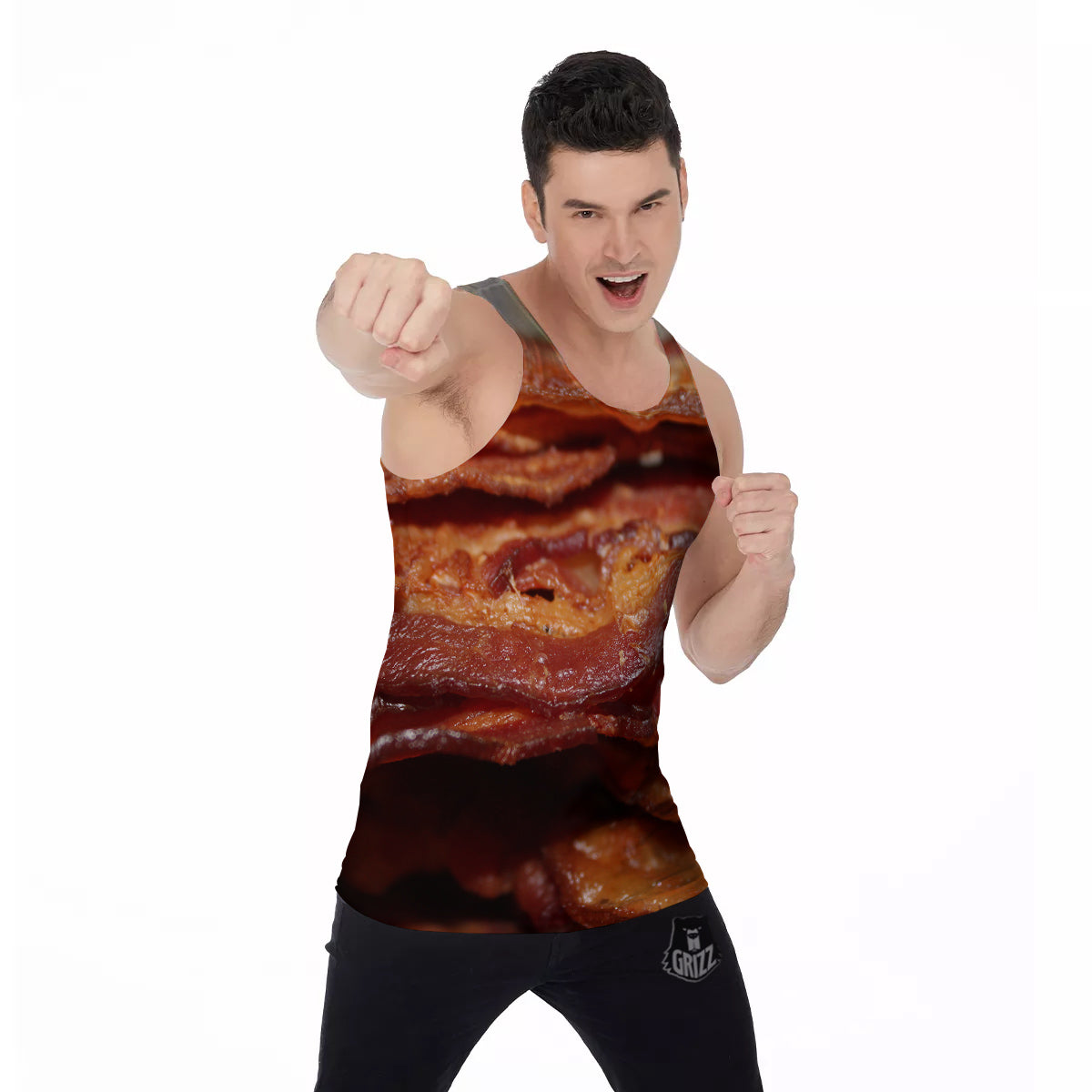 Bacon Crispy Print Men's Tank Top-grizzshop