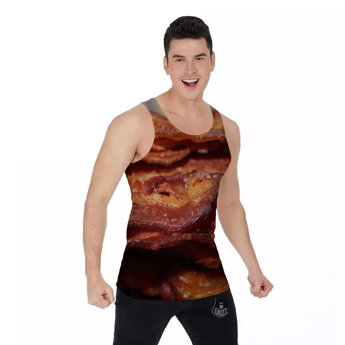 Bacon Crispy Print Men's Tank Top-grizzshop