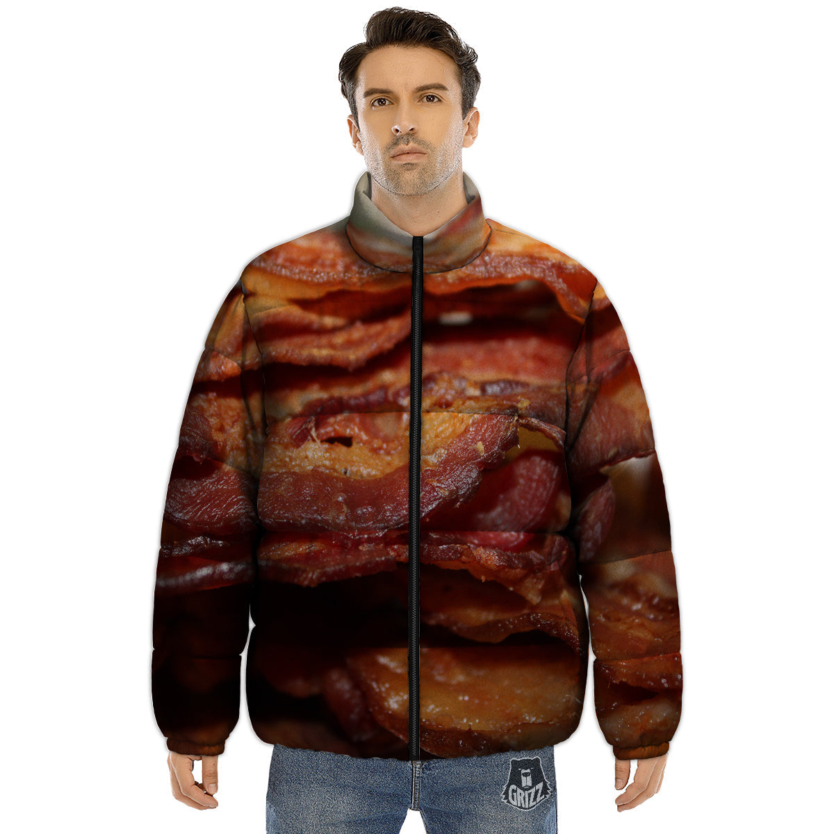 Bacon Crispy Print Puffer Jacket-grizzshop