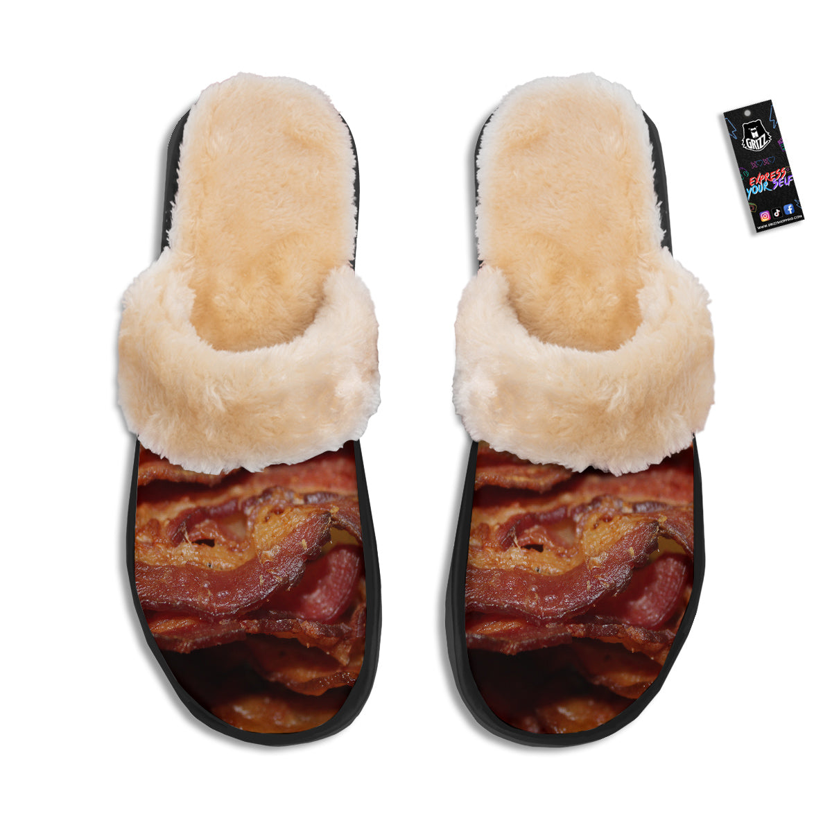 Bacon Crispy Print Slippers-grizzshop