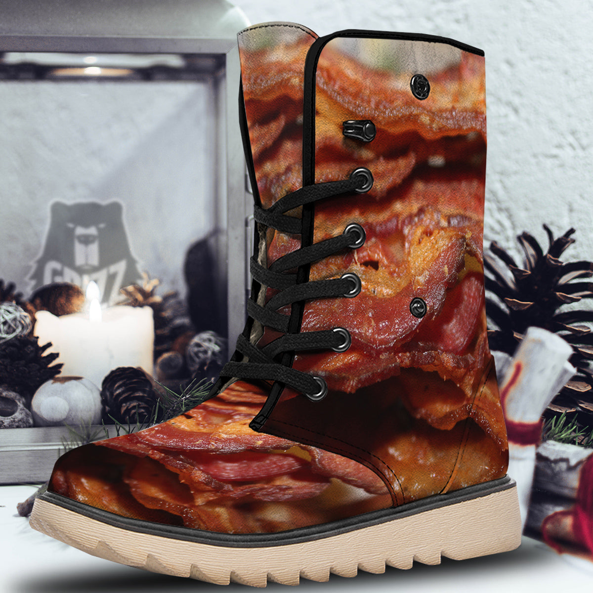 Bacon Crispy Print Snow Boots-grizzshop