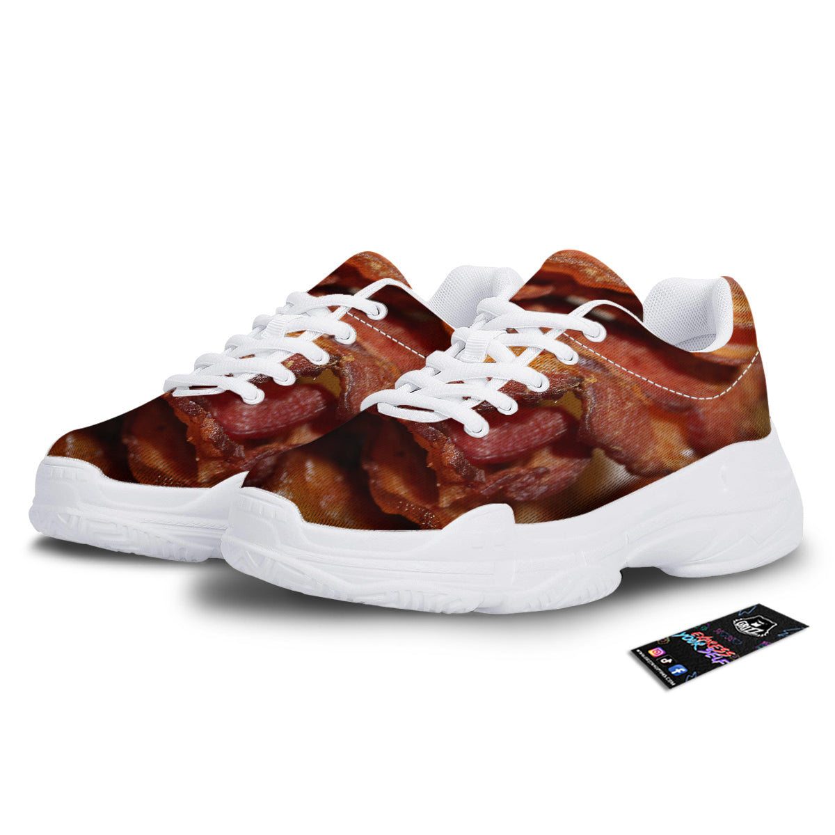 Bacon Crispy Print White Chunky Shoes-grizzshop