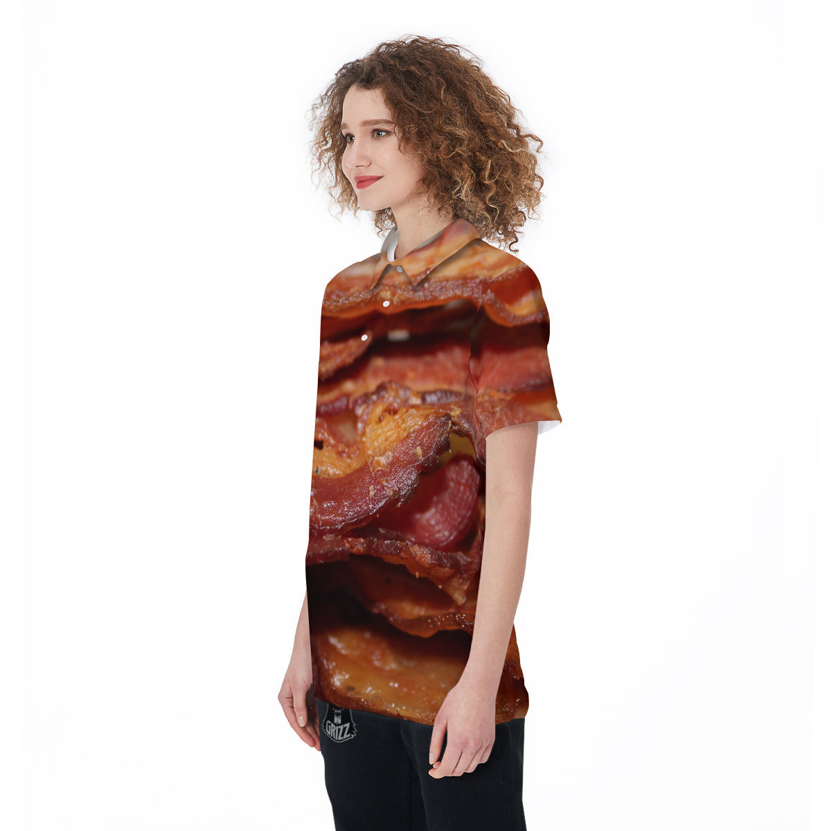 Bacon Crispy Print Women's Golf Shirts-grizzshop