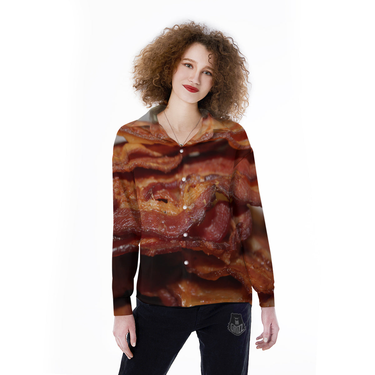 Bacon Crispy Print Women's Long Sleeve Shirts-grizzshop