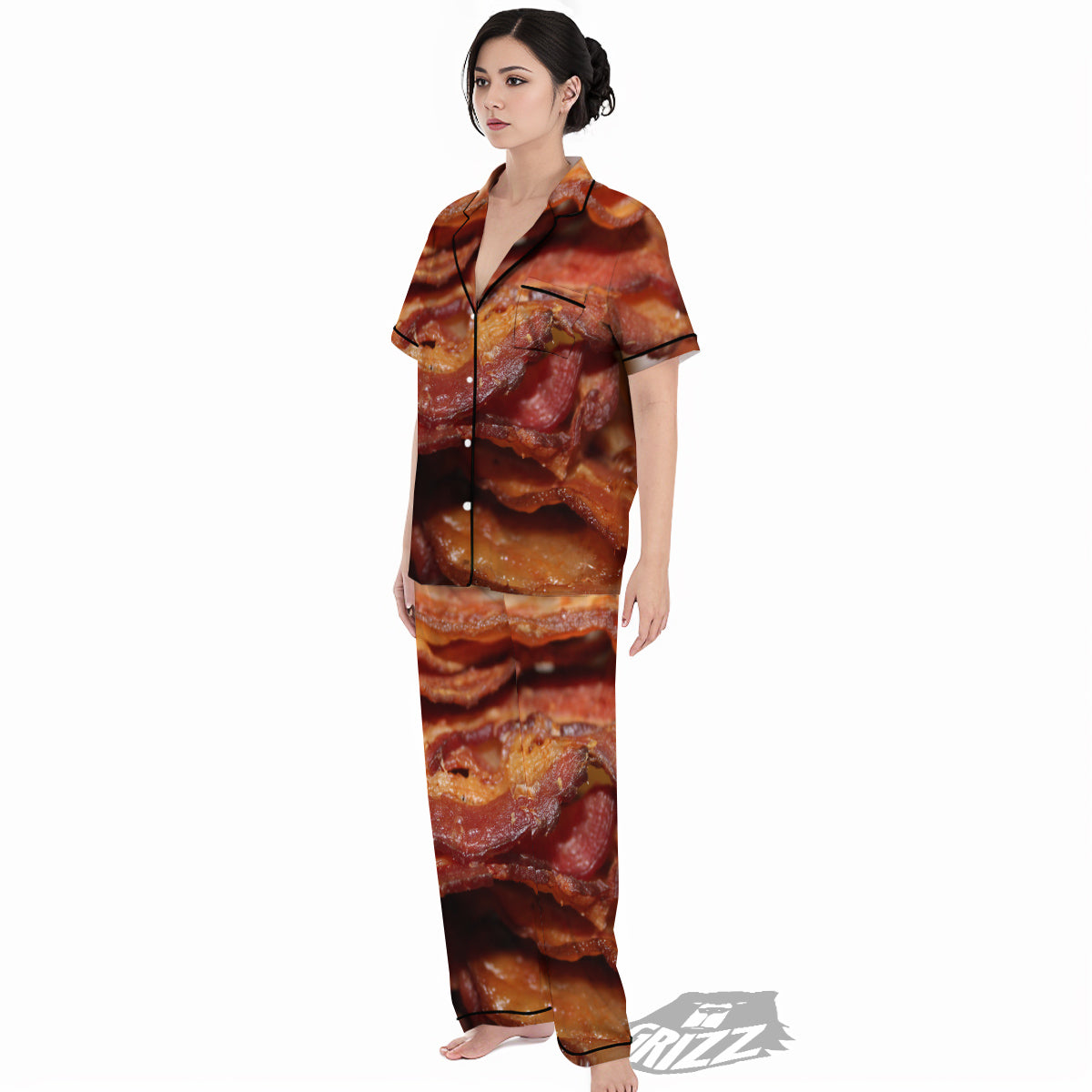 Bacon Crispy Print Women's Pajamas Set-grizzshop