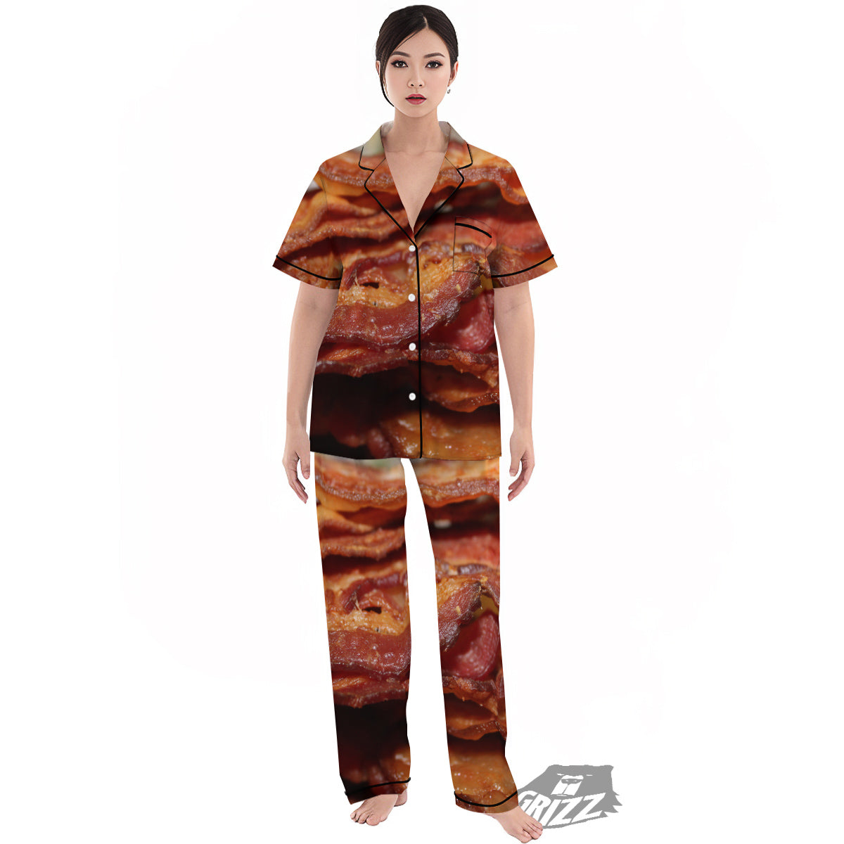 Bacon Crispy Print Women's Pajamas Set-grizzshop