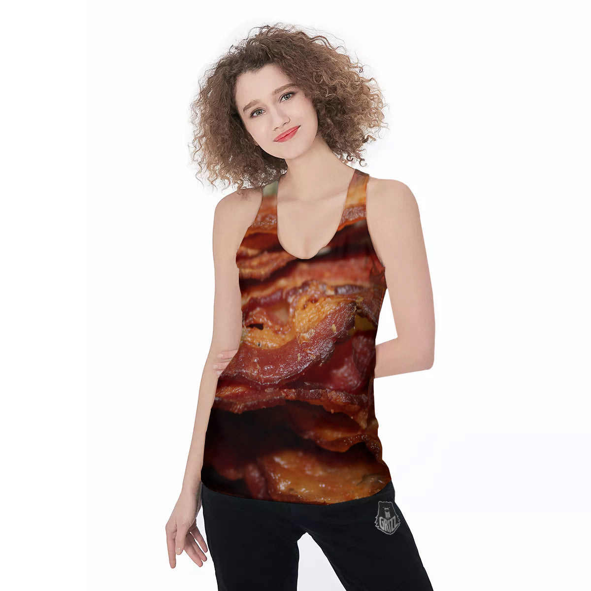 Bacon Crispy Print Women's Racerback Tank Top-grizzshop