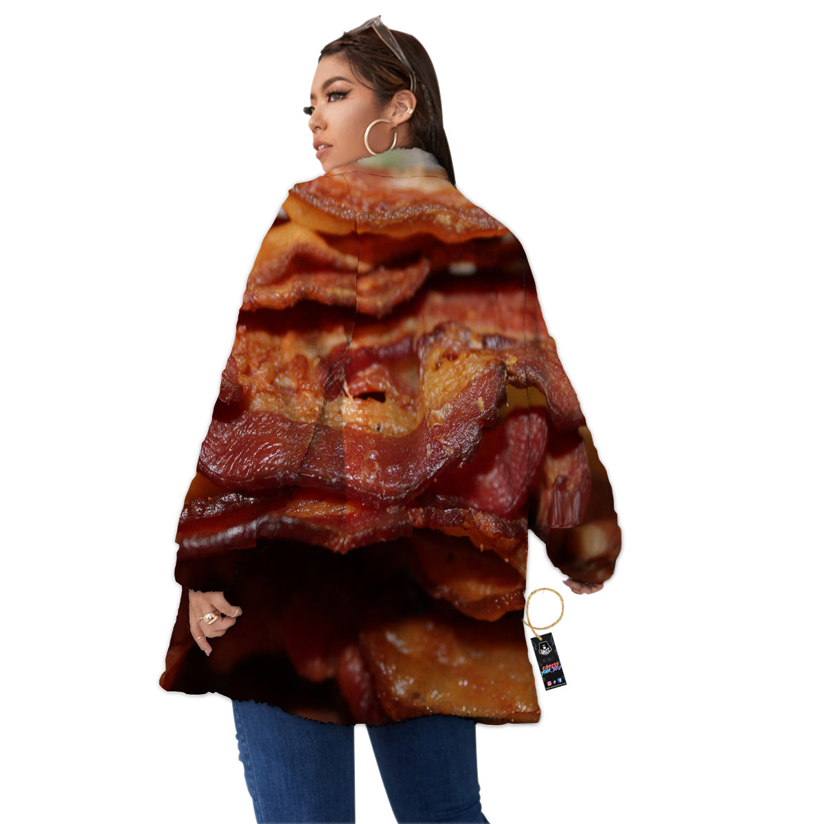 Bacon Crispy Print Women's Sherpa Jacket-grizzshop
