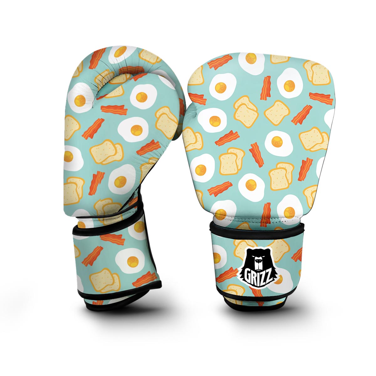 Bacon Egg Bread Pattern Print Boxing Gloves-grizzshop