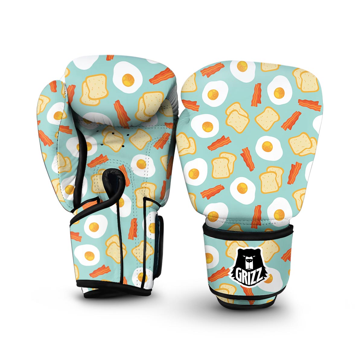 Bacon Egg Bread Pattern Print Boxing Gloves-grizzshop