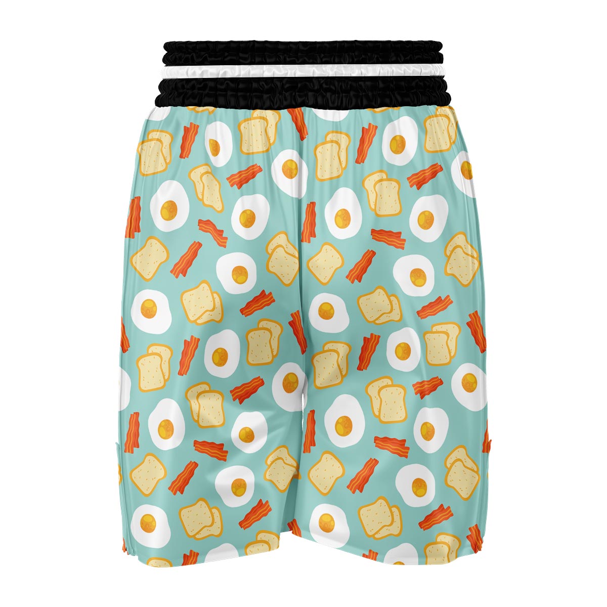 Bacon Egg Bread Pattern Print Boxing Shorts-grizzshop