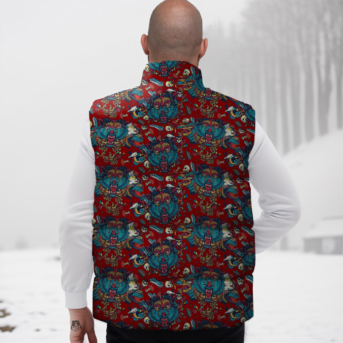Bacon Egg Bread Pattern Print Down Vest