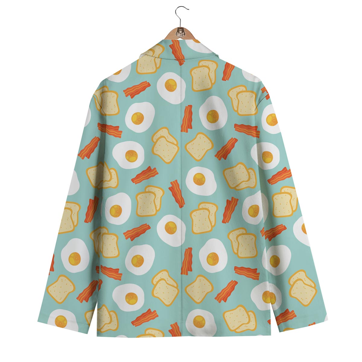 Bacon Egg Bread Pattern Print Men's Blazer-grizzshop