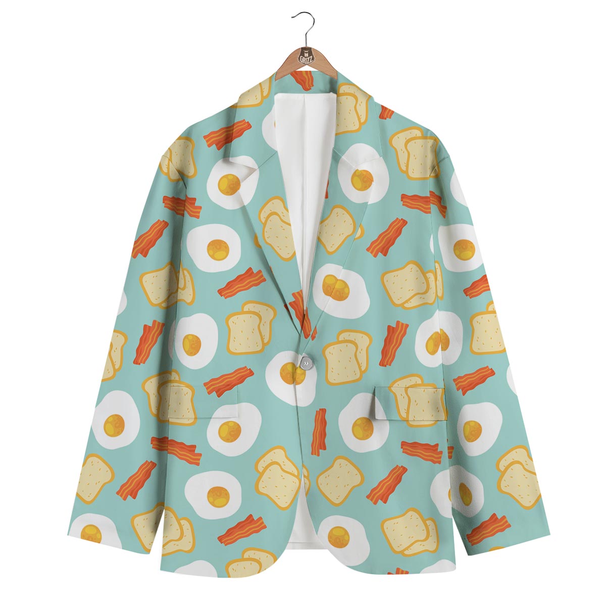 Bacon Egg Bread Pattern Print Men's Blazer-grizzshop