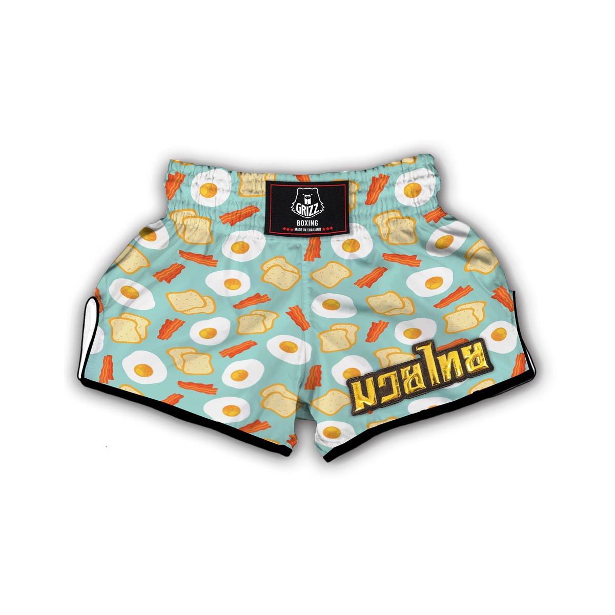 Bacon Egg Bread Pattern Print Muay Thai Boxing Shorts-grizzshop
