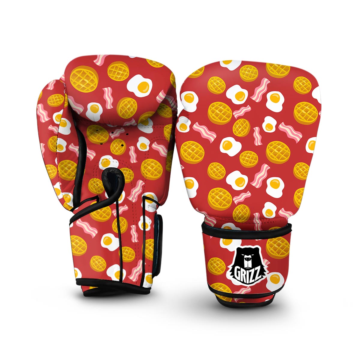 Bacon Egg Pancake Pattern Print Boxing Gloves-grizzshop
