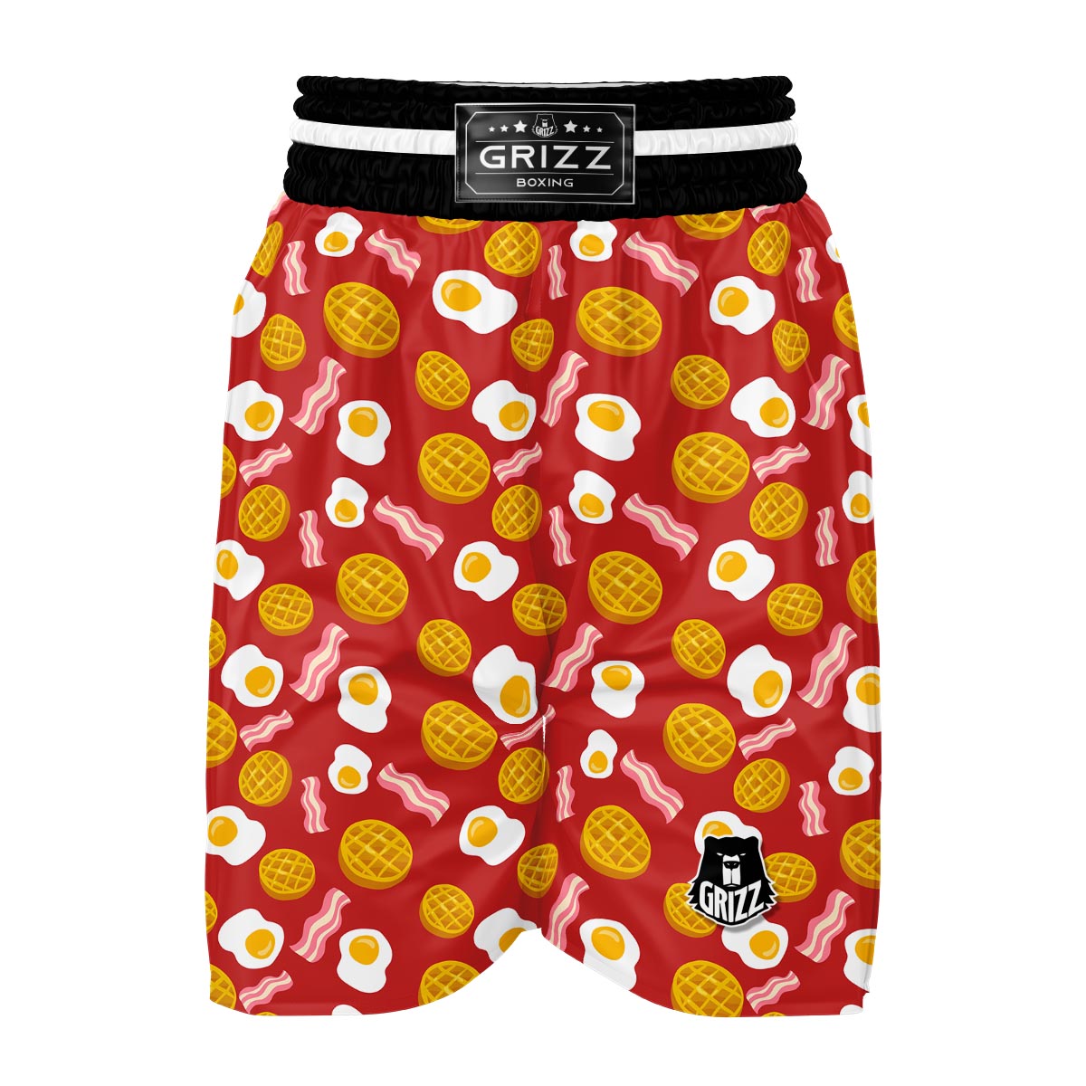 Bacon Egg Pancake Pattern Print Boxing Shorts-grizzshop